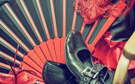 Flamenco shoes, fan, and ribbon